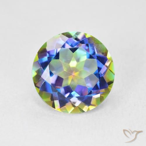 3.58ct Natural Multicolorido Quartzo Místico, Redondo, VVS-VS
