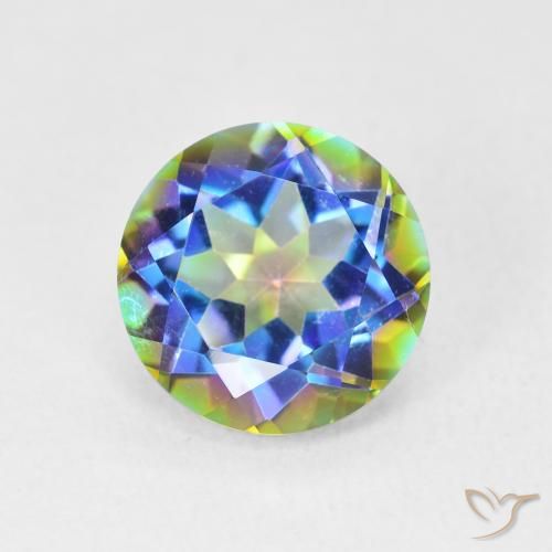 3.56ct Natural Multicolorido Quartzo Místico, Redondo, VVS-VS