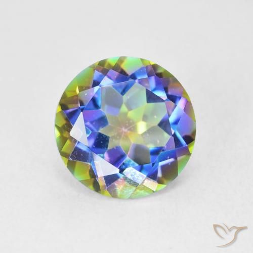 3.51ct Natural Multicolorido Quartzo Místico, Redondo, VVS-VS