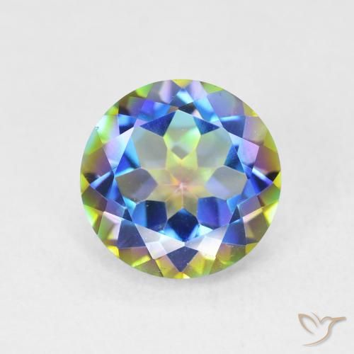3.47ct Natural Multicolorido Quartzo Místico, Redondo, VVS-VS