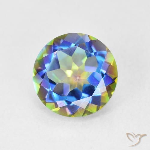Quartzo Místico Multicolorido Natural 3.47ct, Redondo, VVS-VS