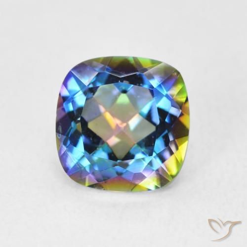2.08ct Natural Multicolorido Quartzo Místico, Almofada, VVS-VS