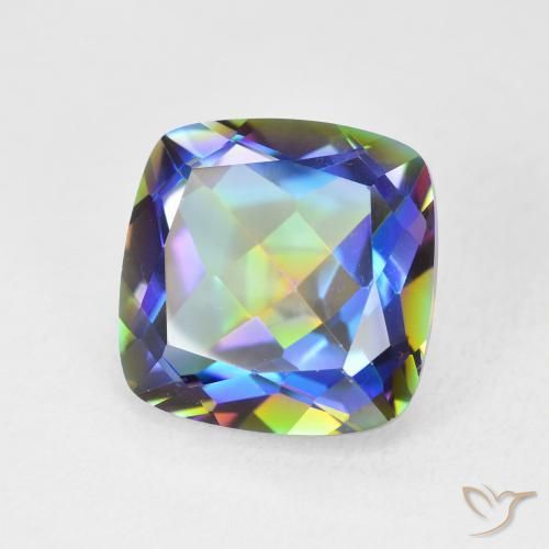 Quartzo Místico Multicolorido Natural 6.65ct, Almofada, VVS-VS