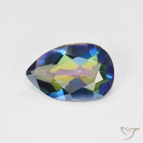 2.24ct Natural Multicolorido Quartzo Místico, Formato de pêra, VVS-VS