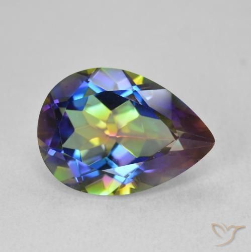 5.02ct Natural Multicolorido Quartzo Místico, Formato de pêra, VVS