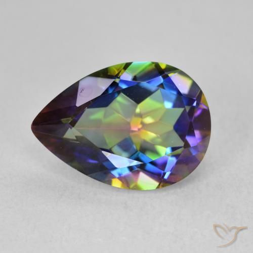 Quartzo Místico Multicolorido Natural 5.02ct, Formato de pêra, VVS
