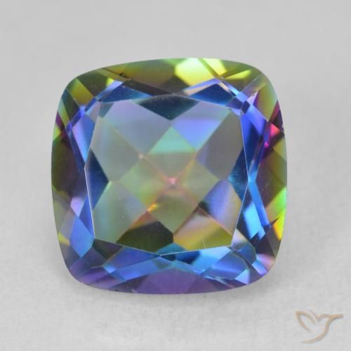 6.70ct Natural Multicolorido Quartzo Místico, Almofada, VVS
