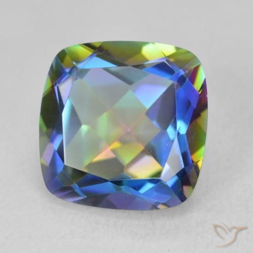 Quartzo Místico Multicolorido Natural 6.70ct, Almofada, VVS