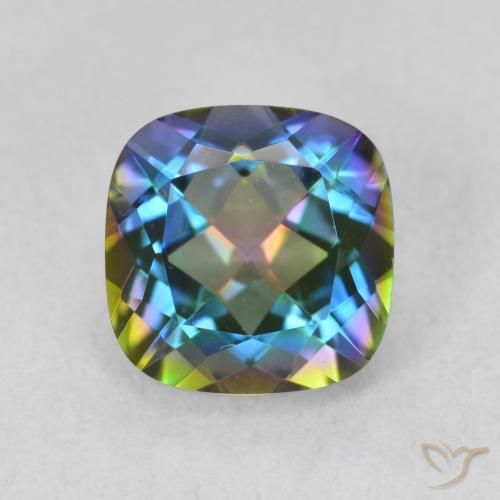 2.05ct Natural Multicolorido Quartzo Místico, Almofada, VVS