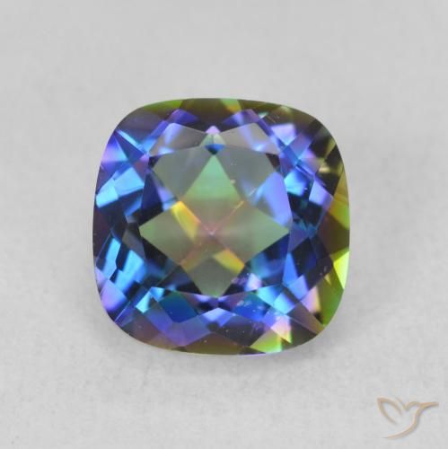 2.13ct Natural Multicolorido Quartzo Místico, Almofada, VVS