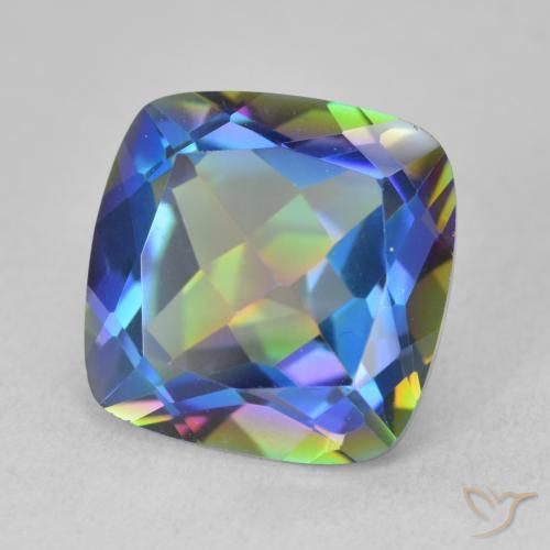 Quartzo Místico Multicolorido Natural 6.70ct, Almofada, VVS