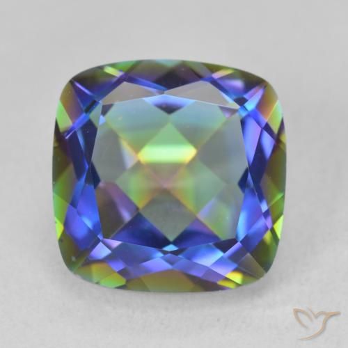 6.71ct Natural Multicolorido Quartzo Místico, Almofada, VVS