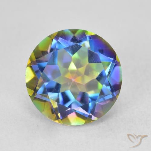 3.62ct Natural Multicolorido Quartzo Místico, Redondo, VVS