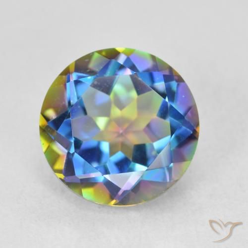 3.65ct Natural Multicolorido Quartzo Místico, Redondo, VVS