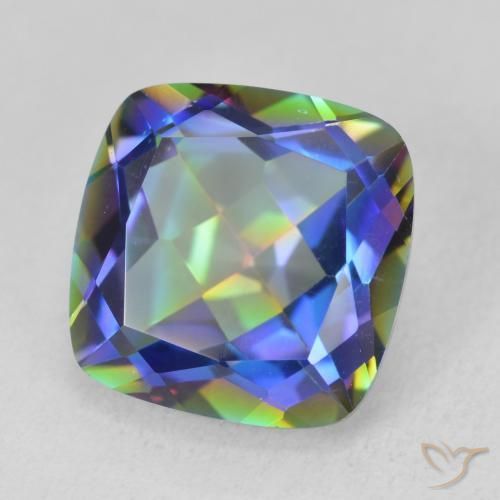 Quartzo Místico Multicolorido Natural 6.73ct, Almofada, VVS