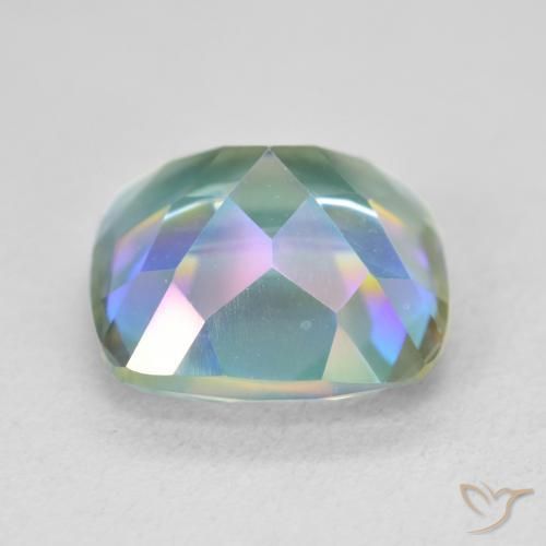 Quartzo Místico Multicolorido Natural 6.73ct, Almofada, VVS