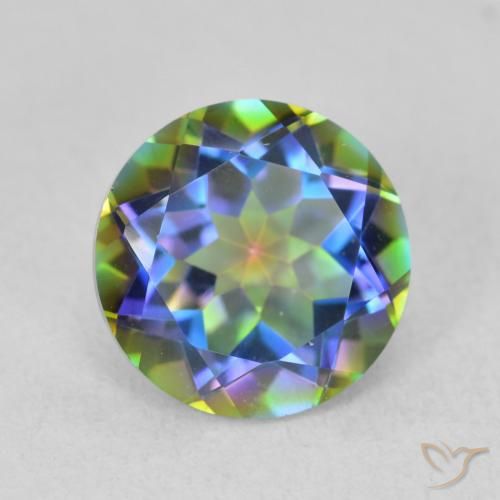 3.41ct Natural Multicolorido Quartzo Místico, Redondo, VVS