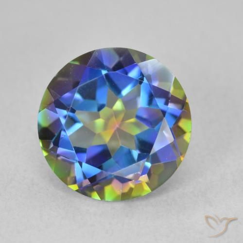 3.40ct Natural Multicolorido Quartzo Místico, Redondo, VVS