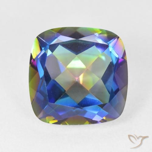 6.91ct Natural Multicolorido Quartzo Místico, Almofada, VVS
