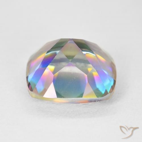 Quartzo Místico Multicolorido Natural 6.91ct, Almofada, VVS