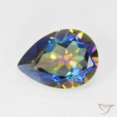 5.22ct Natural Multicolorido Quartzo Místico, Formato de pêra, VVS