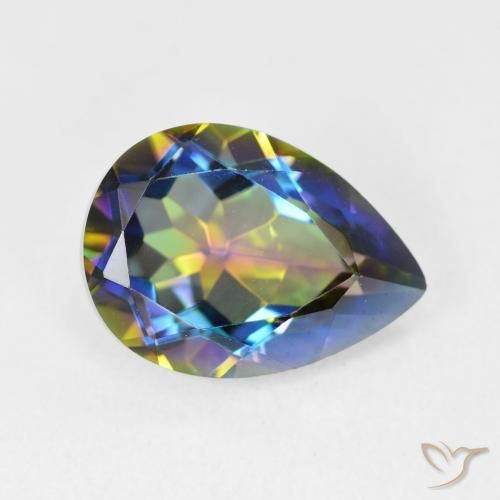 Quartzo Místico Multicolorido Natural 5.22ct, Formato de pêra, VVS