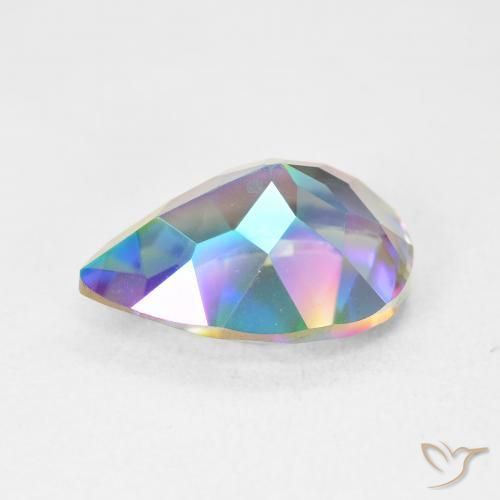 Quartzo Místico Multicolorido Natural 5.22ct, Formato de pêra, VVS