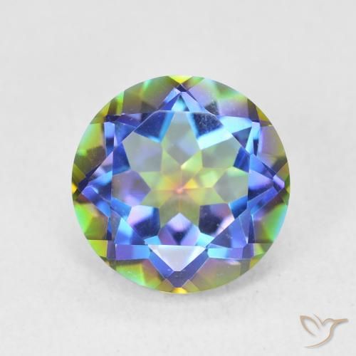 3.57ct Natural Multicolorido Quartzo Místico, Redondo, VVS