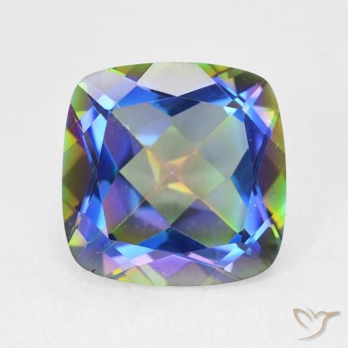 6.85ct Natural Multicolorido Quartzo Místico, Almofada, VVS