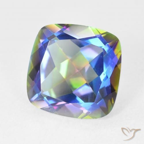 Quartzo Místico Multicolorido Natural 6.85ct, Almofada, VVS