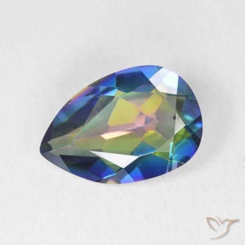2.57ct Natural Multicolorido Quartzo Místico, Formato de pêra, VVS