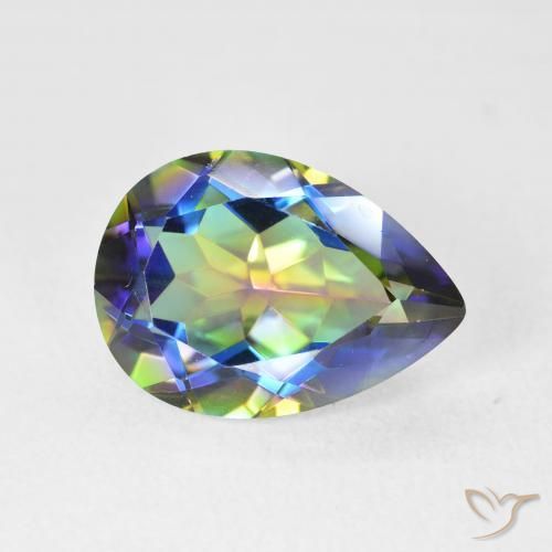 5.12ct Natural Multicolorido Quartzo Místico, Formato de pêra, VVS