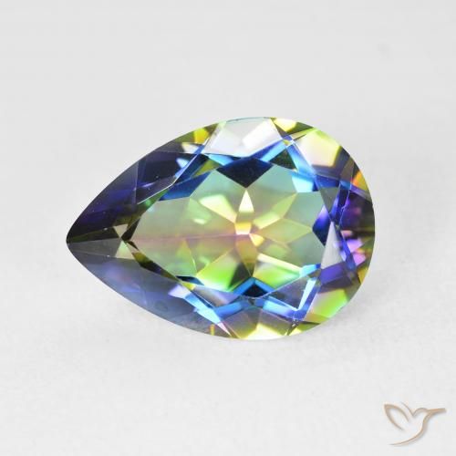 Quartzo Místico Multicolorido Natural 5.12ct, Formato de pêra, VVS