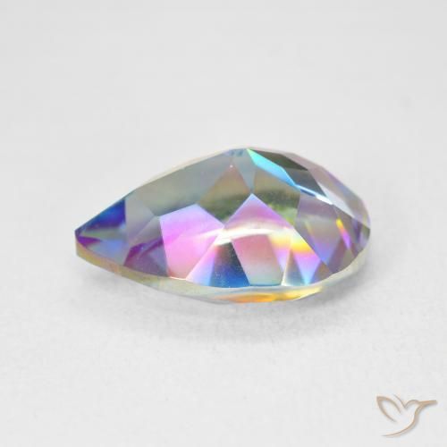 Quartzo Místico Multicolorido Natural 5.12ct, Formato de pêra, VVS