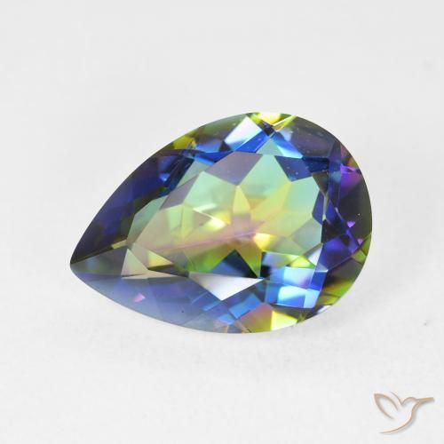 5.12ct Natural Multicolorido Quartzo Místico, Formato de pêra, VVS