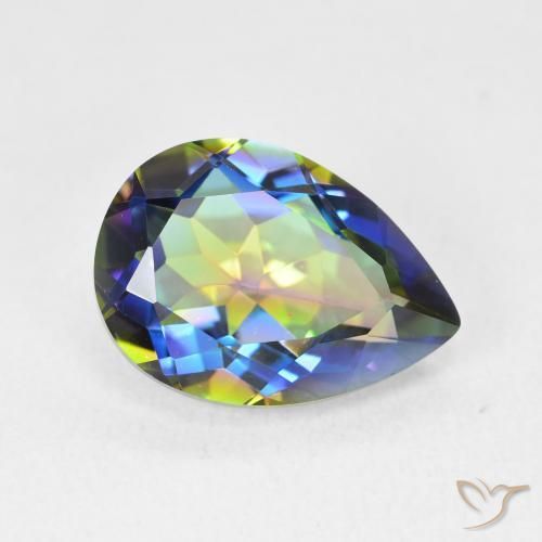 Quartzo Místico Multicolorido Natural 5.12ct, Formato de pêra, VVS