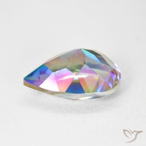 Quartzo Místico Multicolorido Natural 5.12ct, Formato de pêra, VVS