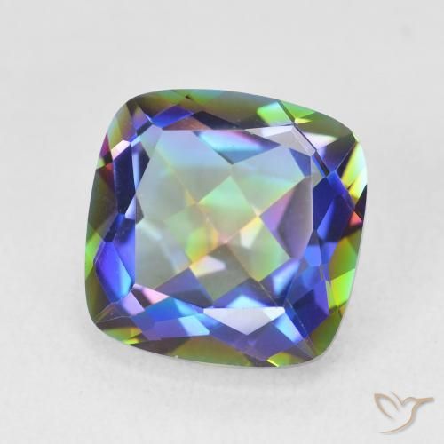 Quartzo Místico Multicolorido Natural 6.64ct, Almofada, VVS