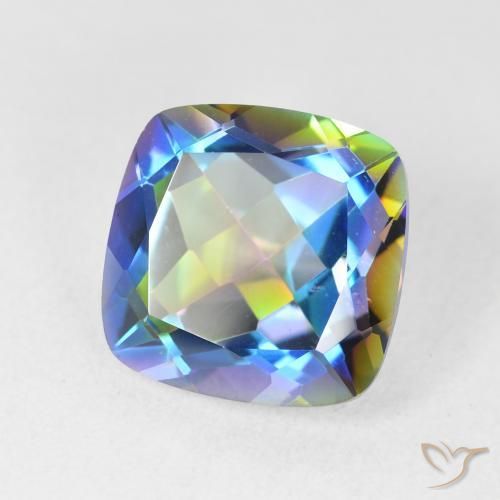 Quartzo Místico Multicolorido Natural 6.98ct, Almofada, VVS