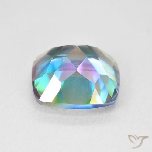 Quartzo Místico Multicolorido Natural 6.98ct, Almofada, VVS