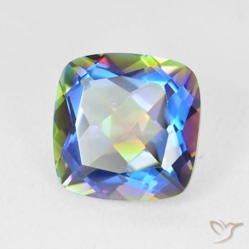 Quartzo Místico Multicolorido Natural 6.89ct, Almofada, VVS