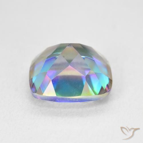 Quartzo Místico Multicolorido Natural 6.89ct, Almofada, VVS