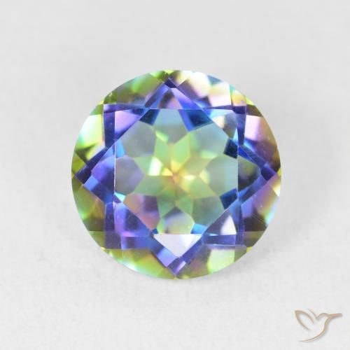 3.30ct Natural Multicolorido Quartzo Místico, Redondo, VVS