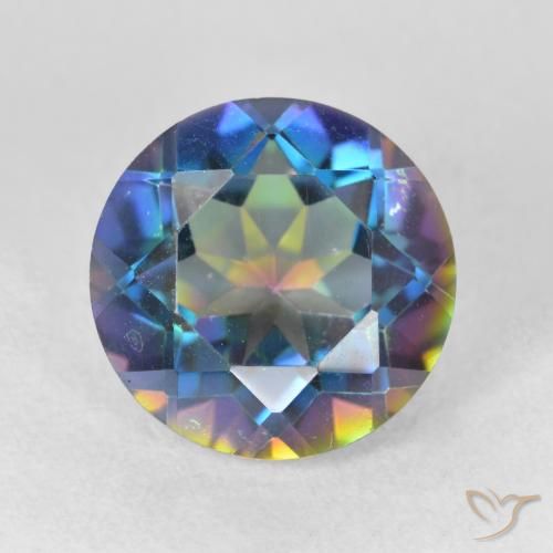 3.33ct Natural Multicolorido Quartzo Místico, Redondo, VVS-VS