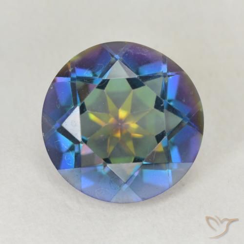 3.12ct Natural Multicolorido Quartzo Místico, Redondo, VVS-VS