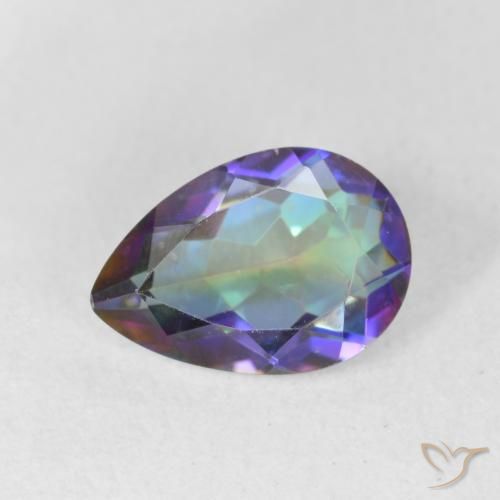 1.78ct Natural Multicolorido Quartzo Místico, Formato de pêra, VS