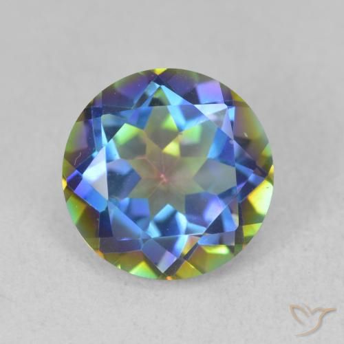 3.52ct Natural Multicolorido Quartzo Místico, Redondo, VVS-VS