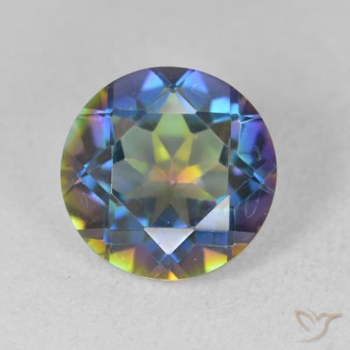 3.33ct Natural Multicolorido Quartzo Místico, Redondo, VVS-VS