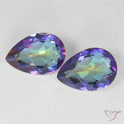 3.40ctw Natural Multicolorido Quartzo Místico, Formato de pêra, VVS-VS