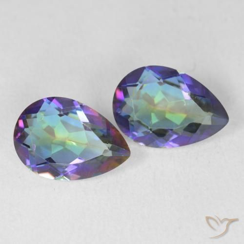 Pedras preciosas de Quartzo Místico Multicolorido natural de 3.40 ct, Formato de pêra, VVS-VS